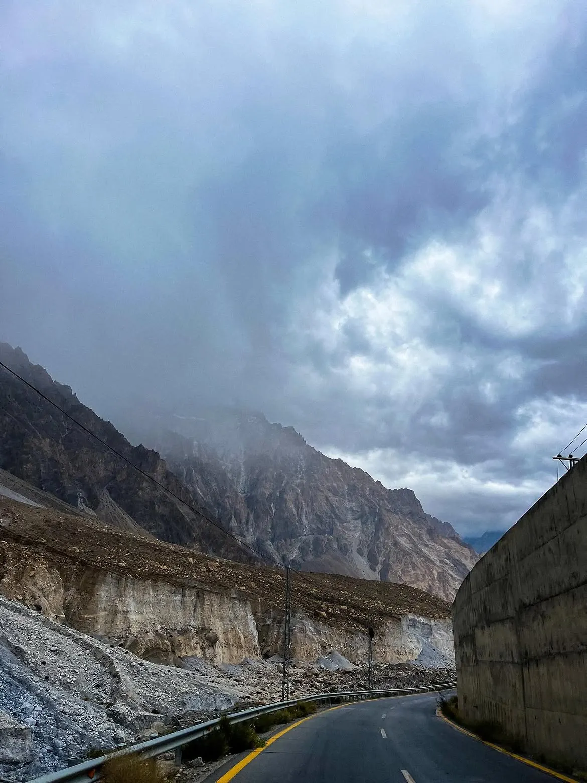 Mountain road through dramatic northern Pakistan scenery